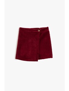 Koton Basic Corduroy Corduroy Shorts Skirt with Button Detail.