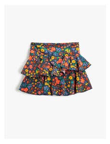 Koton Floral Mini Skirt Frilly Tiered Elastic Waist