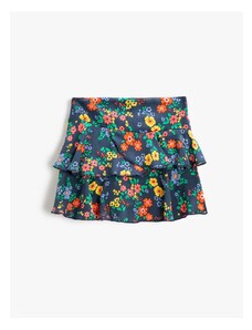 Koton Mini Skirt Floral Frilled Elastic Waist