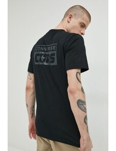 Bavlněné tričko Converse černá barva, s potiskem, 10021134.A11-Black