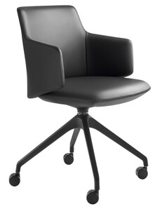 LD Seating  Tmavě šedá kožená konferenční židle MELODY MEETING 360-F75