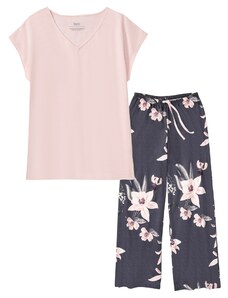 bonprix Pyžamo se širokými nohavicemi Růžová