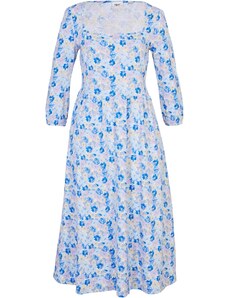 bonprix Midi šaty s kapsami, z bavlny, s hlubokým hranatým výstřihem Modrá