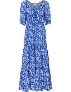 bonprix Potištěné dlouhé šaty z udržitelné viskózy Modrá
