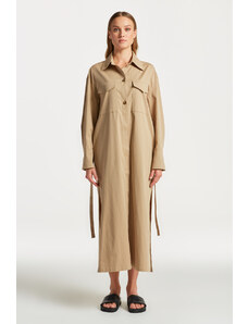 KABÁT GANT LONG OVERSHIRT COAT hnědá S