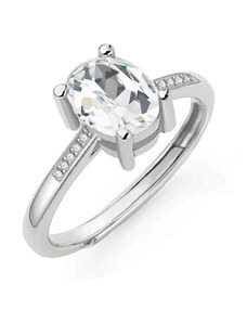 Jewellis ČR Jewellis stříbrný rhodiovaný nastavitelný prsten Xilion Oval s krystalem Swarovski - Crystal F