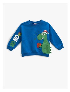 Koton Christmas Theme with Dinosaurs Print Sweatshirt Crew Neck Long Sleeve