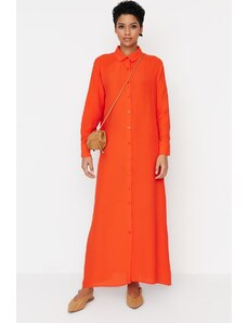 Trendyol Orange 100% Viscose Woven Shirt Dress