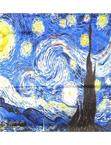 Bavlissimo Saténový šátek 180 x 70 cm Vincent van Gogh Hvězdná noc