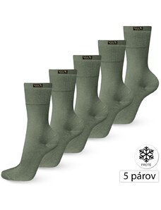 WOJMAX WJ-7 Dámské bavlněné froté ponožky 5párů, 35-37, zelená