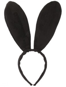 Černá ozdobná čelenka s ušima zajíčka z polyesteru