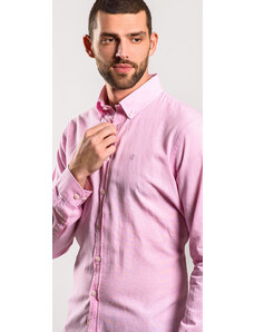 Alain Delon Ružová Extra Slim Fit ľanová košeľa