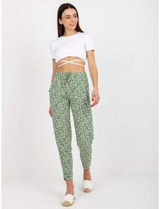 Fashionhunters Světle zelené letní květinové kalhoty SUBLEVEL