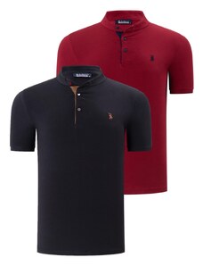 DUO SET T8560 DEWBERRY MEN'S T-SHIRT-BLACK-BURGUNDY