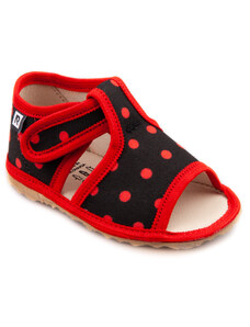 RAK dětské sandálky Bačkůrky černo červený puntík (černá)