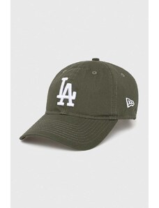 Bavlněná baseballová čepice New Era zelená barva, s aplikací, LOS ANGELES DODGERS