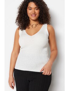 Trendyol Curve Strapless, Fine Knitwear Blouse in Ecru