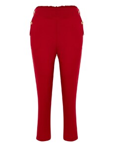 Trendyol Curve Red Woven Gold Button Detailed Trousers