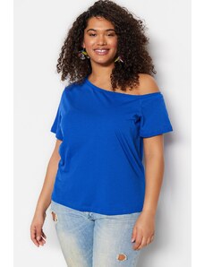 Trendyol Curve Saks Low Shoulder Detailed Knitted Blouse