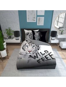 DETEXPOL Francouzské povlečení Bílý Tygr Wild Free Bavlna, 220/200 cm