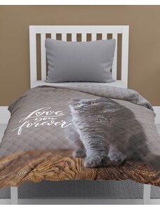 DETEXPOL Přehoz na postel Kočka Love Polyester, 170/210 cm
