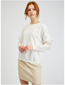 Bílý dámský svetr s ozdobnými rukávy ORSAY - Dámské