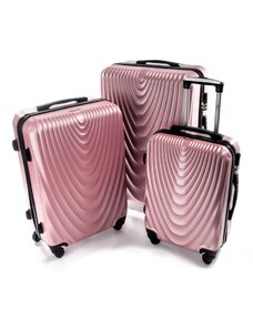 Rogal Zlato-růžová sada 3 skořepinových kufrů "Motion" - vel. M, L, XL