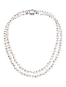 EVOLUTION GROUP Perlový náhrdelník dvouřadý z pravých říčních perel bílý 22036.1