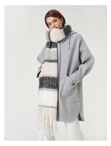 Koton Oversize Kabát s kapucí Cachet Wool Blend s kapsovým zipem