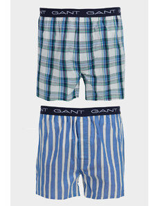 SPODNÍ PRÁDLO GANT CHECK AND STRIPE BOXER SHORTS 2-P modrá M