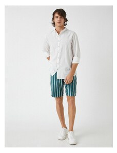 Koton Striped Denim Shorts with Pockets