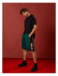 Koton Basic Basketball Shorts Laced Waist Print Detail Breathable Fabric