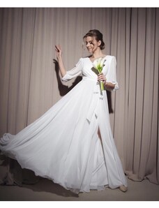 Modello Šifonové šaty s rukávem Vera, Bílé