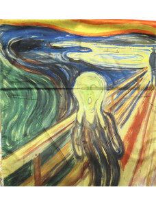 Bavlissimo Saténový šátek 180 x 70 cm s obrazem Výkřik od Edvarda Muncha