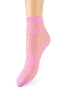 Happy Feet 1443 Dámské silonkové ponožky KVĚTINY, růžová