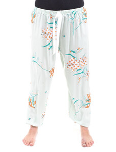 Sale-Veselé dámské kalhoty, domácí kalhoty RM2 - mentolové s květy