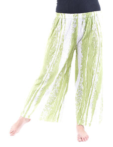 Sale-Dámské batikované plisované volné kalhoty 911-102 - sv. zelené