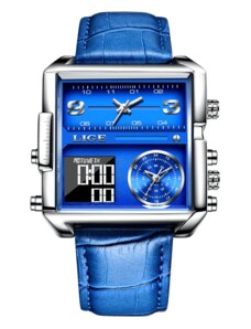 Tmavě modré, kožené pánské hodinky | 50 kousků - GLAMI.cz