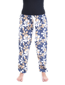 Sale-Veselé dámské kalhoty, domácí kalhoty RM2 - tm. šedé s květy