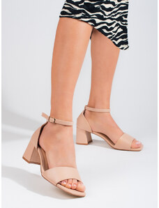 Krásné hnědé sandály dámské na širokém podpatku