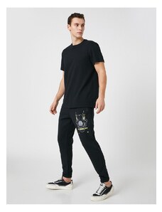 Koton Jogger Sweatpants with a skull print, zippered pockets, Lace-Up Waist.