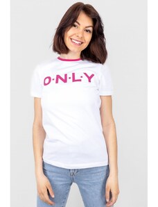 Only dámské triko s nápisem Lea krátký rukáv bílá/růžová