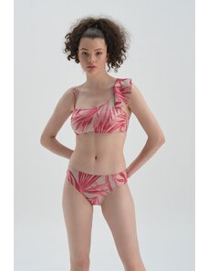 Dagi Fuchsia Gray Single Shoulder Flounce Bikini Top