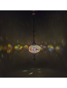 Krásy Orientu Orientální skleněná mozaiková visací lampa Mulawan - ø skla 16 cm