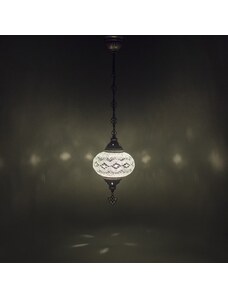 Krásy Orientu Orientální skleněná mozaiková visací lampa Abyad - ø skla 16 cm