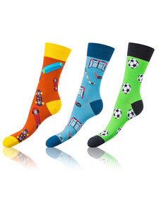 Bellinda CRAZY SOCKS 3x - Fun crazy socks 3 pairs - orange - dark green - blue