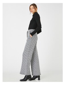 Koton Crop Široké kalhoty s nohavicemi Kravata v pase žebrované