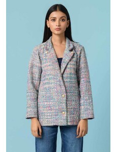 Aroop Relaxed Handwoven Blazer - Blue