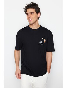 Trendyol Black Relaxed Crew Neck Short Sleeve T-Shirt