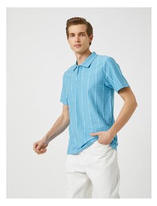 Koton Polo Neck tričko Slim Fit Tlačítko Detailní bavlna